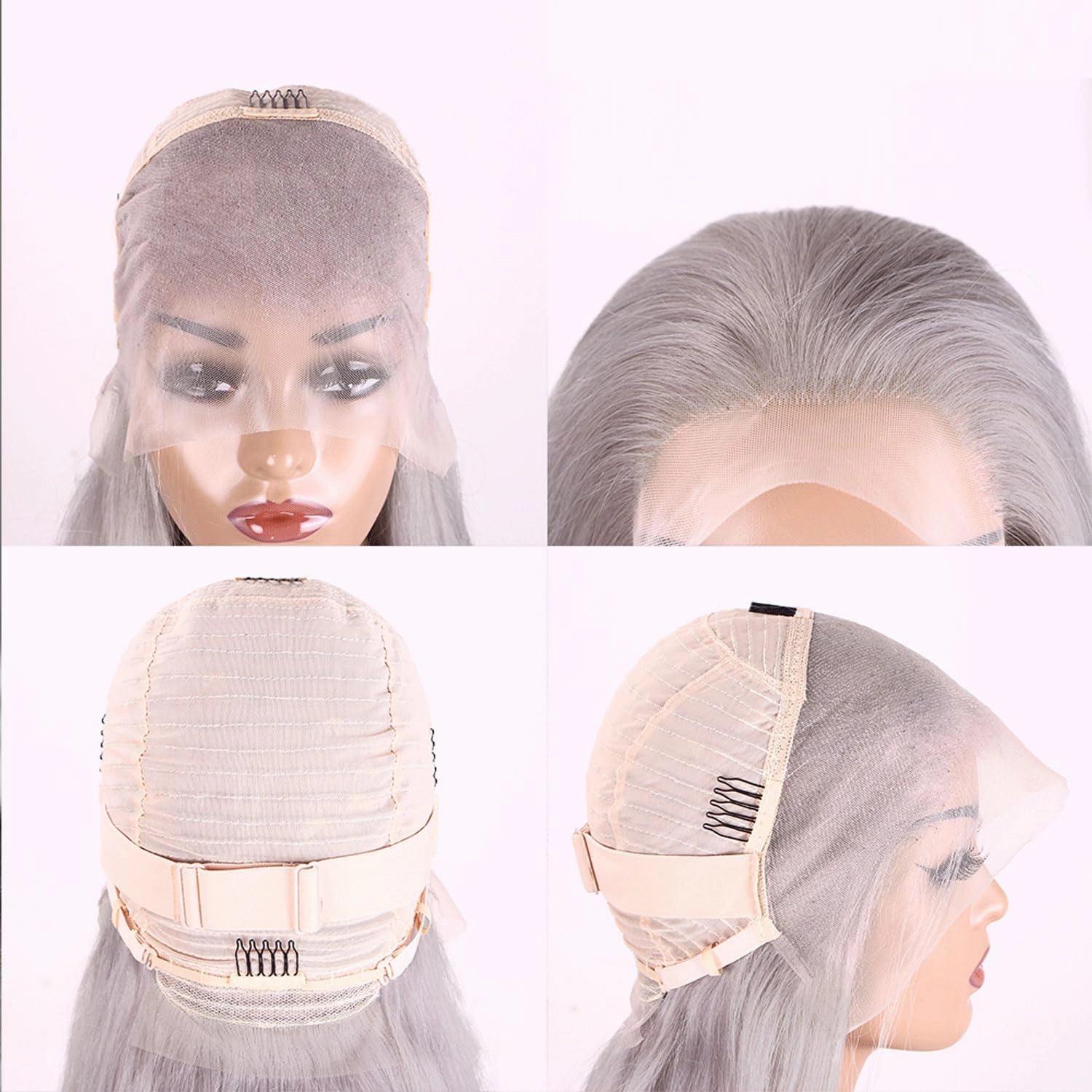 Silver Gray Straight Lace Front Wigs Human Hair 13x4 HD Transparent Lace Front Wig Gray Platinum Human Hair Wigs for Women 16 Inch 180% Density