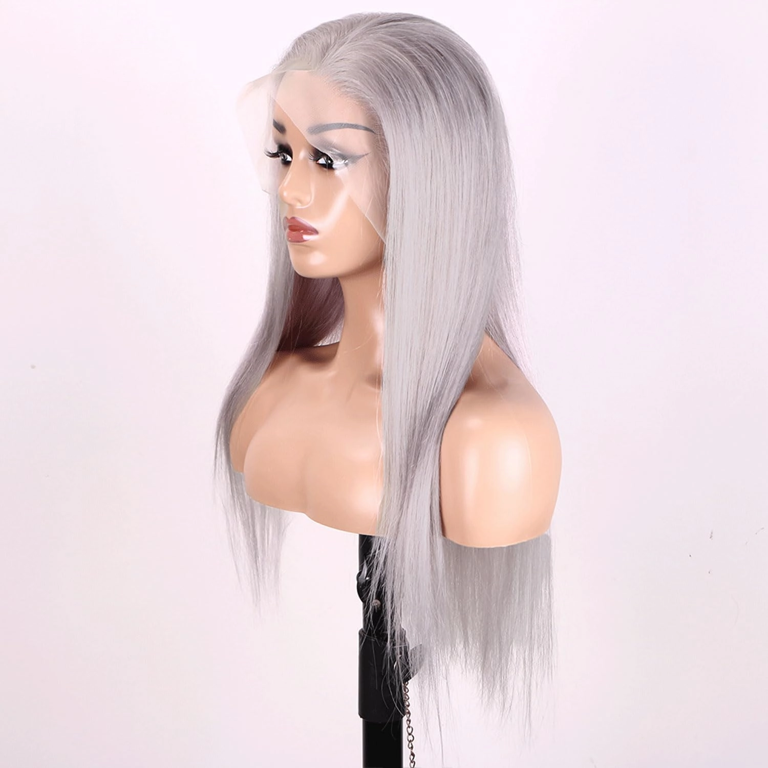 Silver Gray Straight Lace Front Wigs Human Hair 13x4 HD Transparent Lace Front Wig Gray Platinum Human Hair Wigs for Women 16 Inch 180% Density