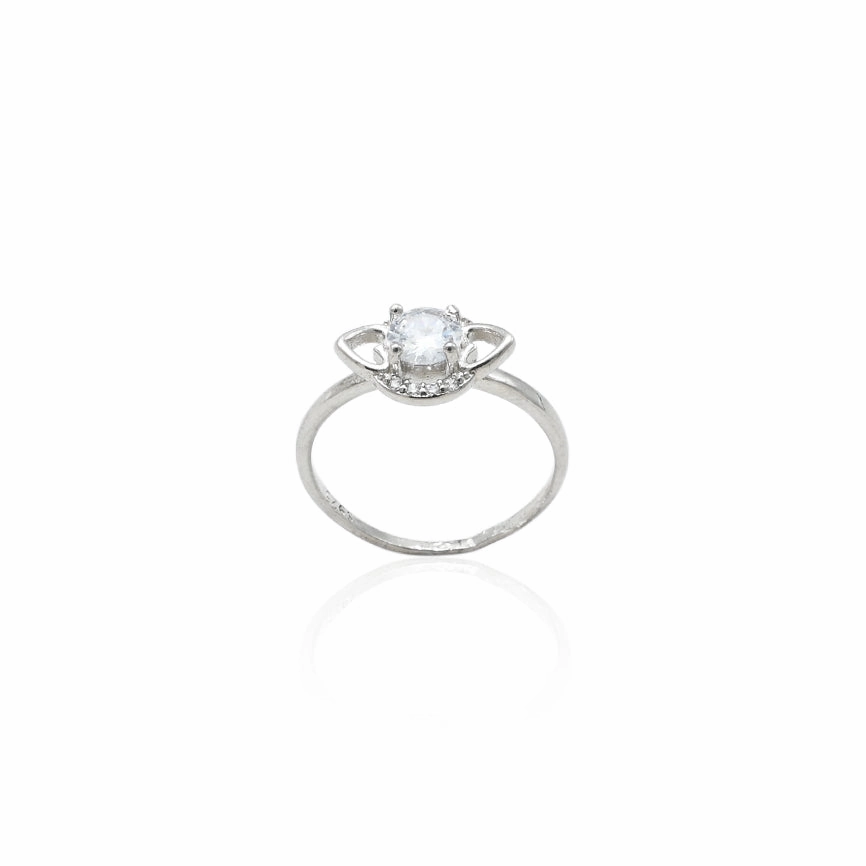 Silver Sparkling Center Shiny Gemstone Ring