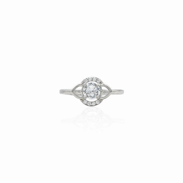 Silver Sparkling Center Shiny Gemstone Ring
