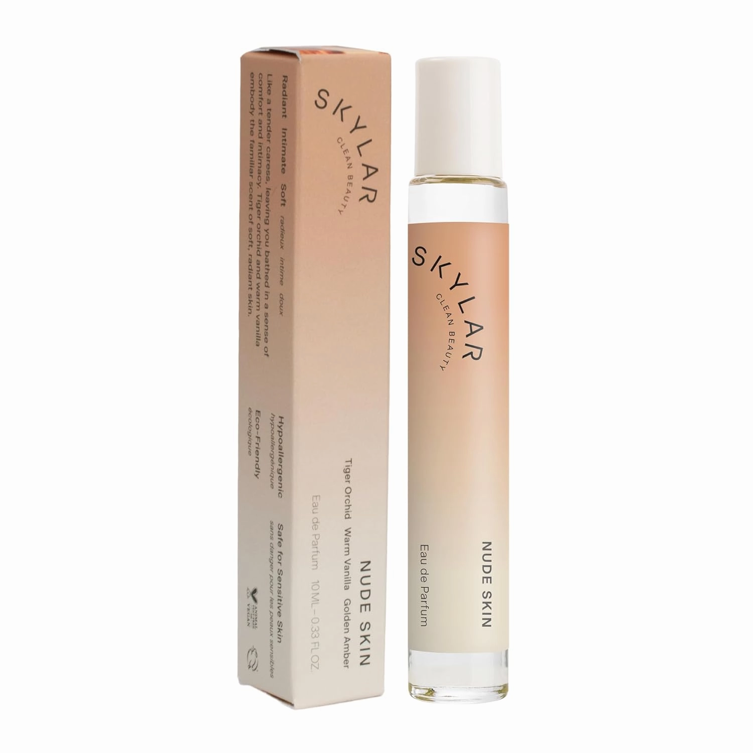 Skylar Nude Skin Eau de Parfum - Hypoallergenic & Clean Perfume for Women & Men, Vegan & Safe for Sensitive Skin, Notes of Pineapple, Vanilla, Coconut- 10mL /0.33 Fl oz