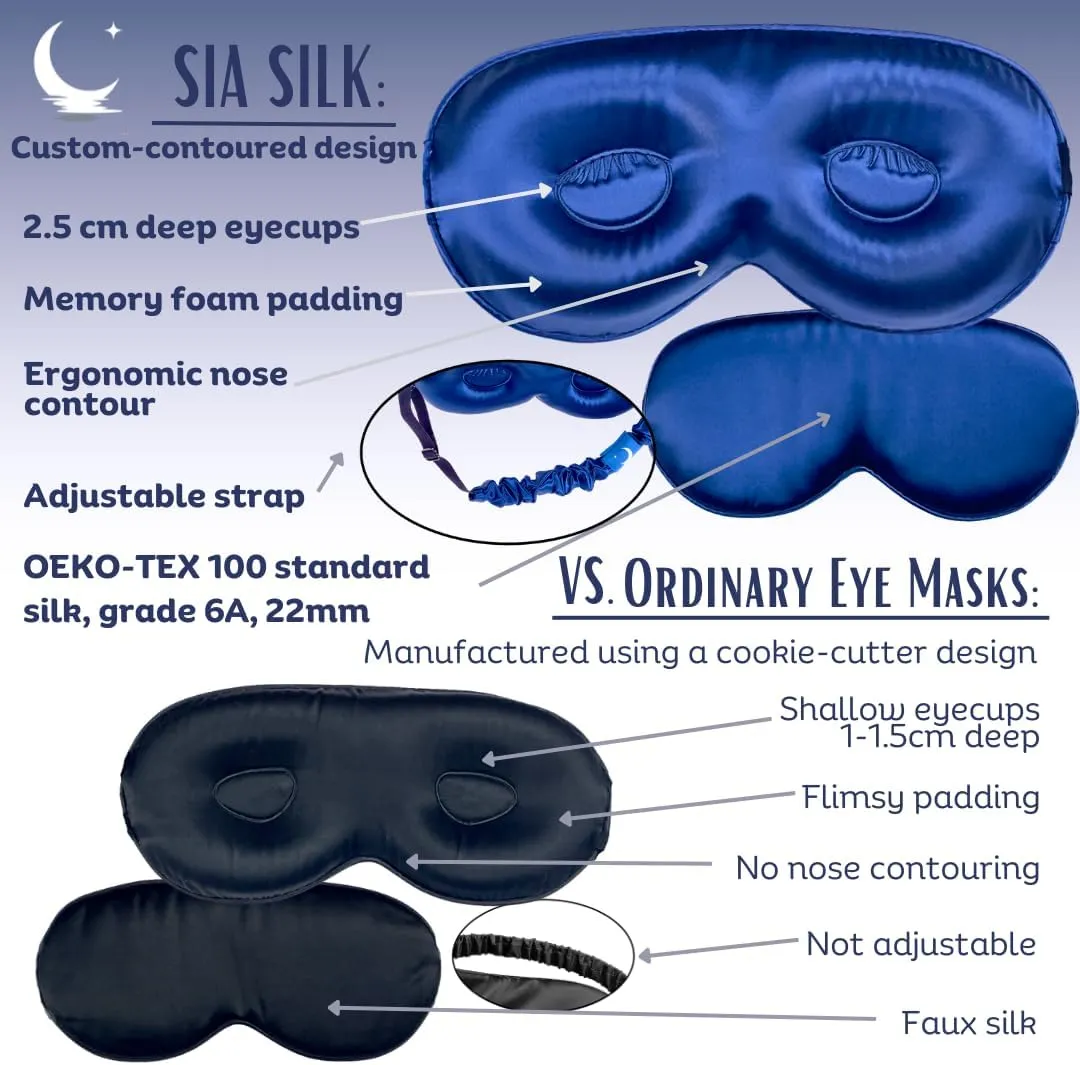 Sleep Mask with Eye Cups – No-Pressure 3D Eye Covers for Sleeping with Eyelash Extensions – Made of Thick Memory Foam – Adjustable, Blackout Silk Eye Sleep Mask for Women & Men - Pink