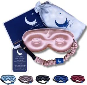 Sleep Mask with Eye Cups – No-Pressure 3D Eye Covers for Sleeping with Eyelash Extensions – Made of Thick Memory Foam – Adjustable, Blackout Silk Eye Sleep Mask for Women & Men - Pink