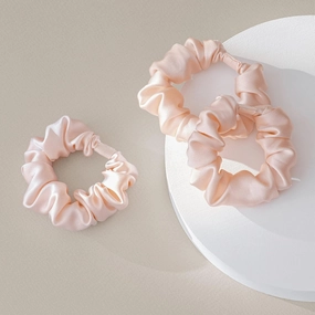 Sleep & Glow Luxury Silk Scrunchies for Hair Large 100% Natural Mulberry 22 Momme Elastic & Tight (Pink, 3 Pieces)