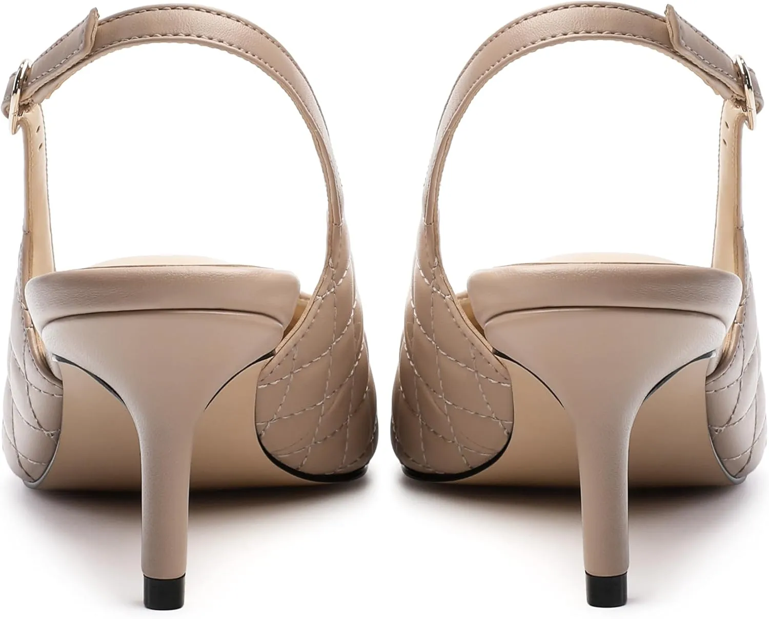 Slingback Heels for Women, Closed Toe Kitten Heels with Adjustable Ankle Strap, Slip On Pumps for Womens Dress Shoes
