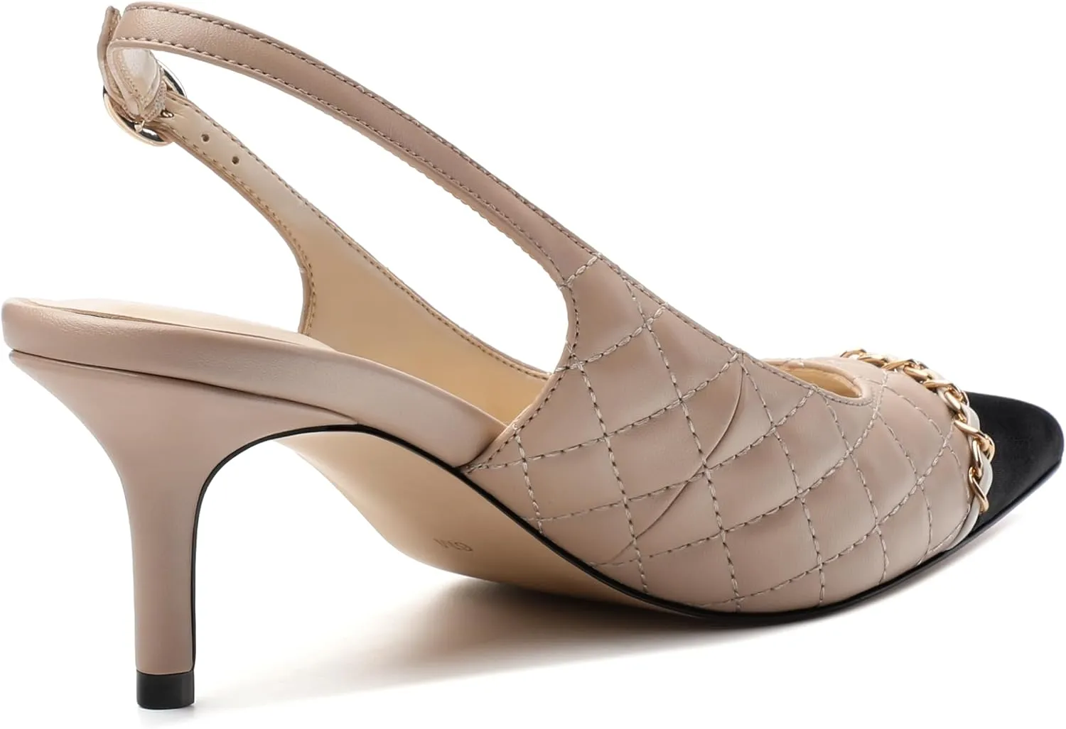 Slingback Heels for Women, Closed Toe Kitten Heels with Adjustable Ankle Strap, Slip On Pumps for Womens Dress Shoes