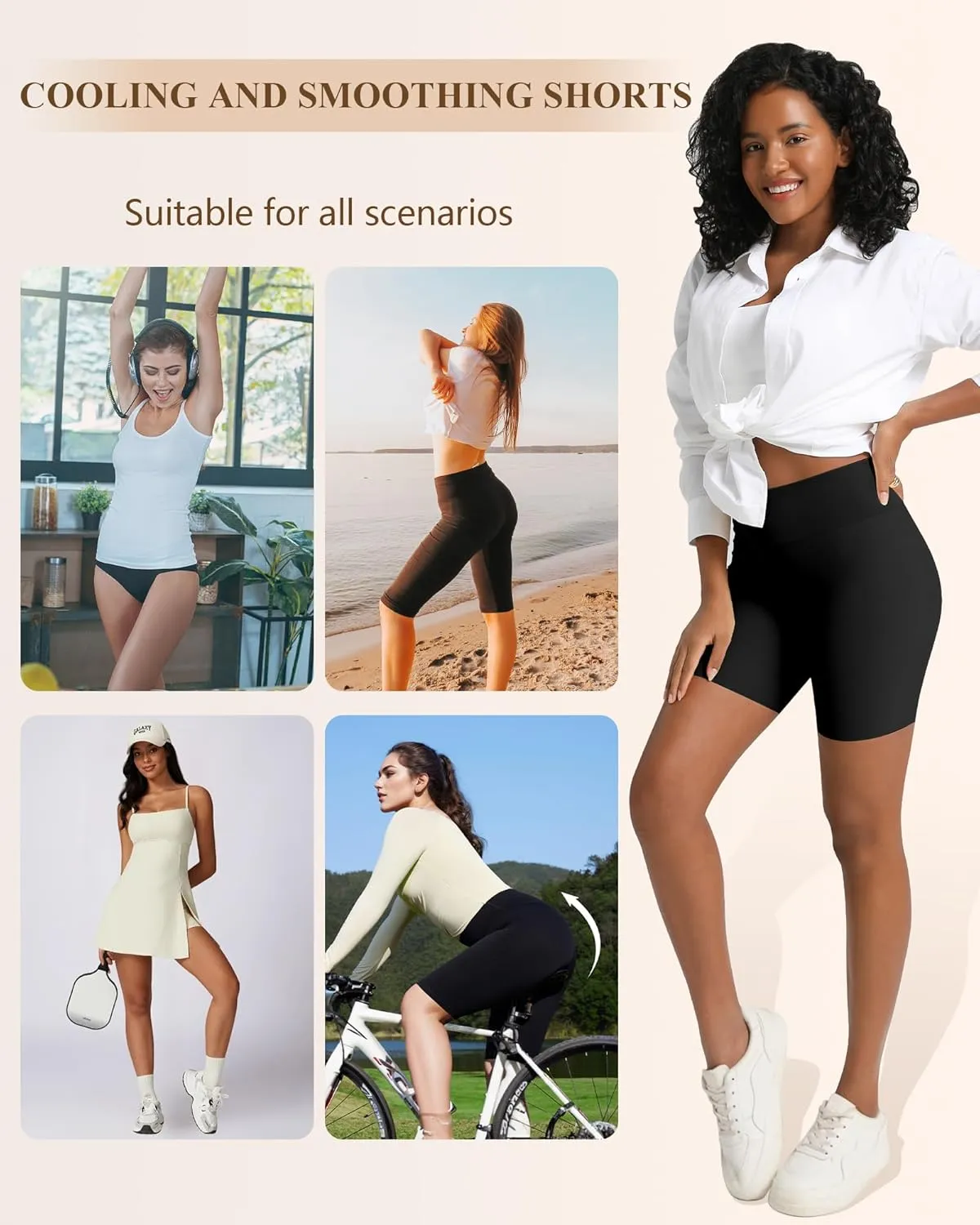 Slip Shorts for Under Dresses Women, Cooling Anti Chafing High Waisted Seamless Smooth Boyshorts Underwear Panties