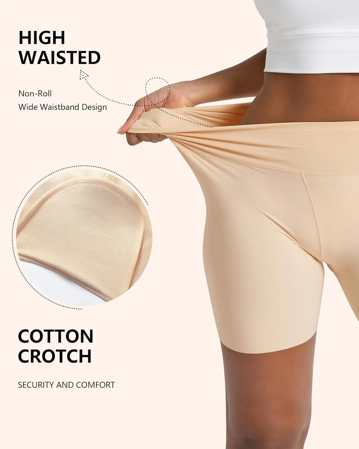 Slip Shorts for Under Dresses Women, Cooling Anti Chafing High Waisted Seamless Smooth Boyshorts Underwear Panties