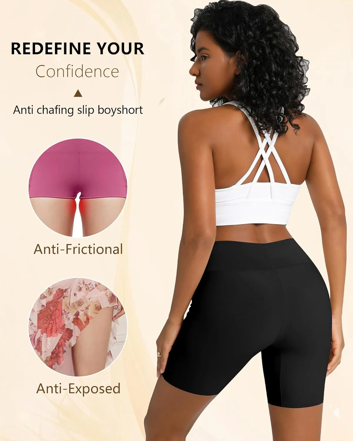 Slip Shorts for Under Dresses Women, Cooling Anti Chafing High Waisted Seamless Smooth Boyshorts Underwear Panties