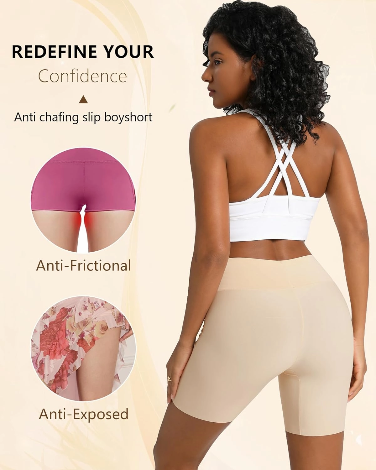 Slip Shorts for Under Dresses Women, Cooling Anti Chafing Seamless Mid Thigh Under Skirt Smooth Boyshorts Panties