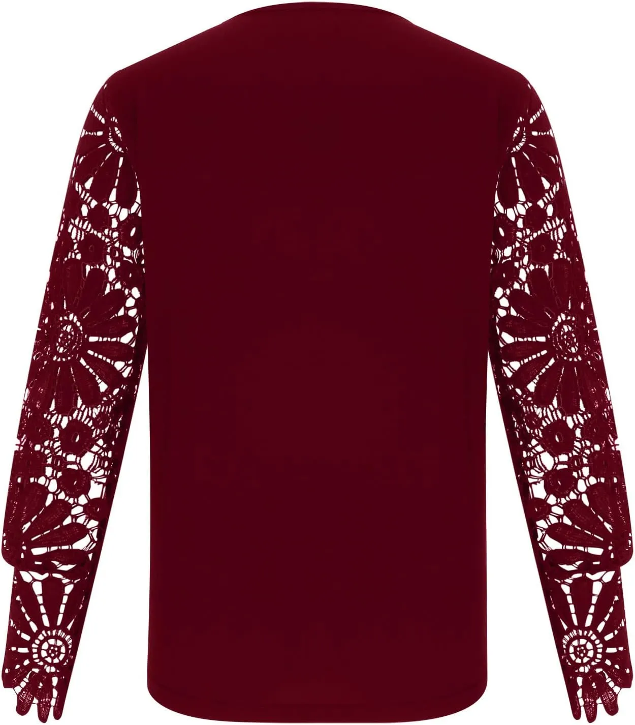 SMIDOW Elegant Lace Lantern Long Sleeve t-Shirt for Women Trendy Sexy Button v Neck Spring Tunic Tops Blouse