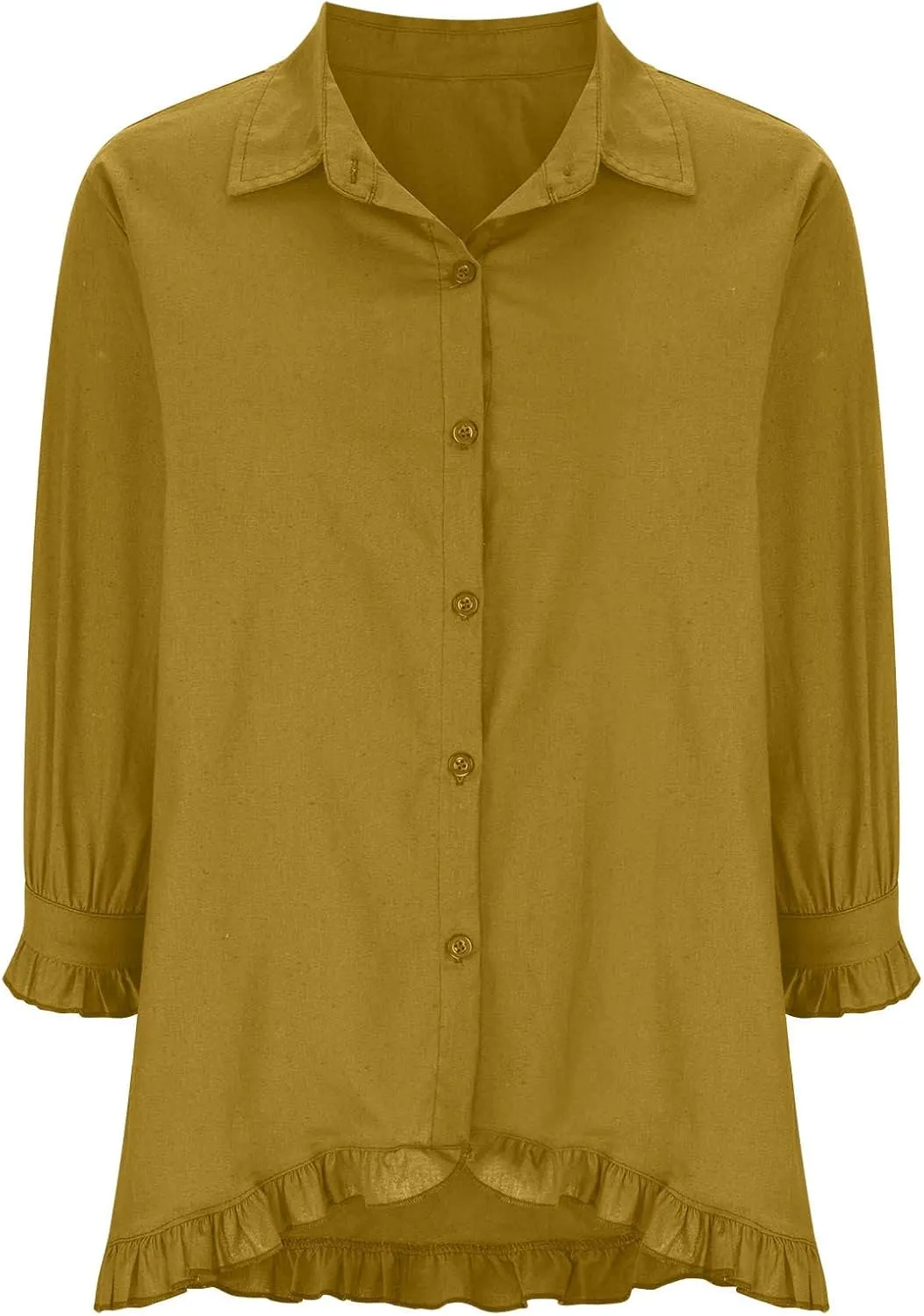 SMIDOW Womens Tops Dressy Casual Spring 2023 Half Sleeve Linen Button Down Shirt Solid Plus Size Collared Tshirt Blouse