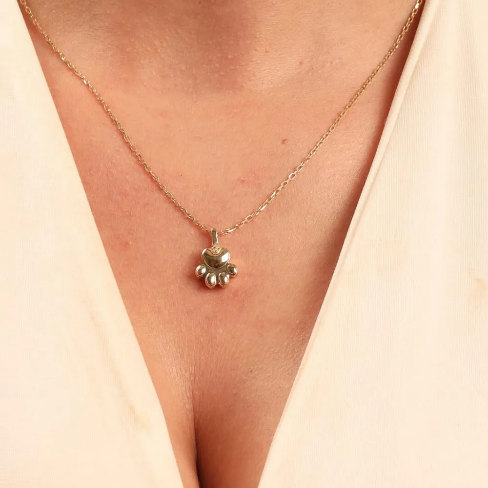 Solid Yellow Gold 18K 14K - Cremation Paw Necklace Pet Memorial Jewelry Paw Shape Urn Necklace, Keepsake Jewelry - Pet Ashe of Your Loved One Cremation Pendant (18K-Yellow Gold, Just Pendant)