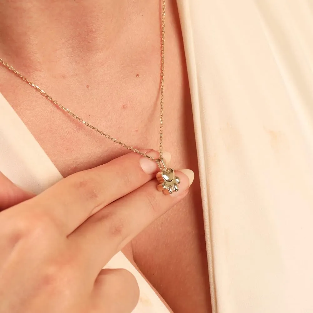 Solid Yellow Gold 18K 14K - Cremation Paw Necklace Pet Memorial Jewelry Paw Shape Urn Necklace, Keepsake Jewelry - Pet Ashe of Your Loved One Cremation Pendant (18K-Yellow Gold, Just Pendant)