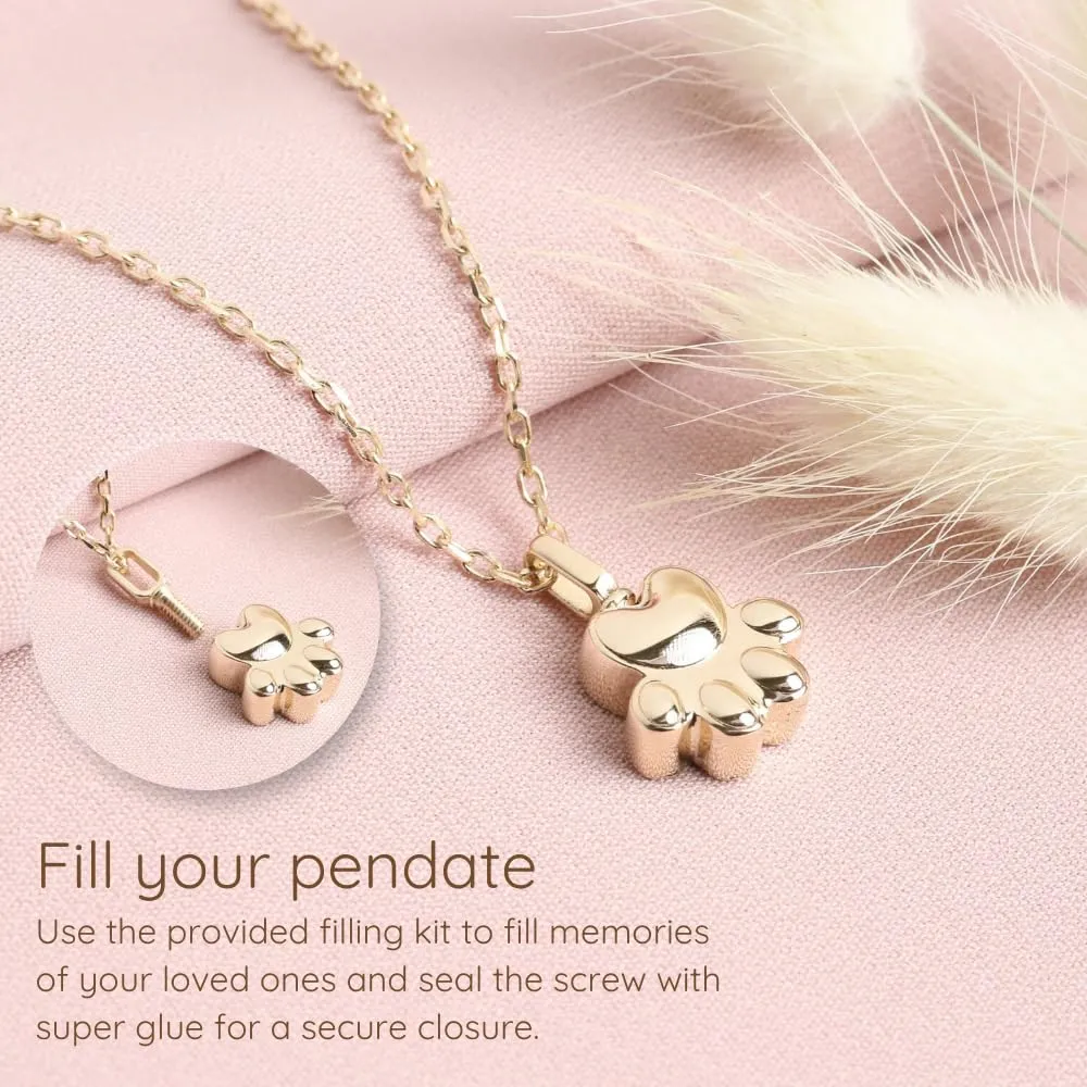 Solid Yellow Gold 18K 14K - Cremation Paw Necklace Pet Memorial Jewelry Paw Shape Urn Necklace, Keepsake Jewelry - Pet Ashe of Your Loved One Cremation Pendant (18K-Yellow Gold, Just Pendant)