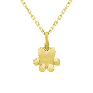 Solid Yellow Gold 18K 14K - Cremation Paw Necklace Pet Memorial Jewelry Paw Shape Urn Necklace, Keepsake Jewelry - Pet Ashe of Your Loved One Cremation Pendant (18K-Yellow Gold, Just Pendant)