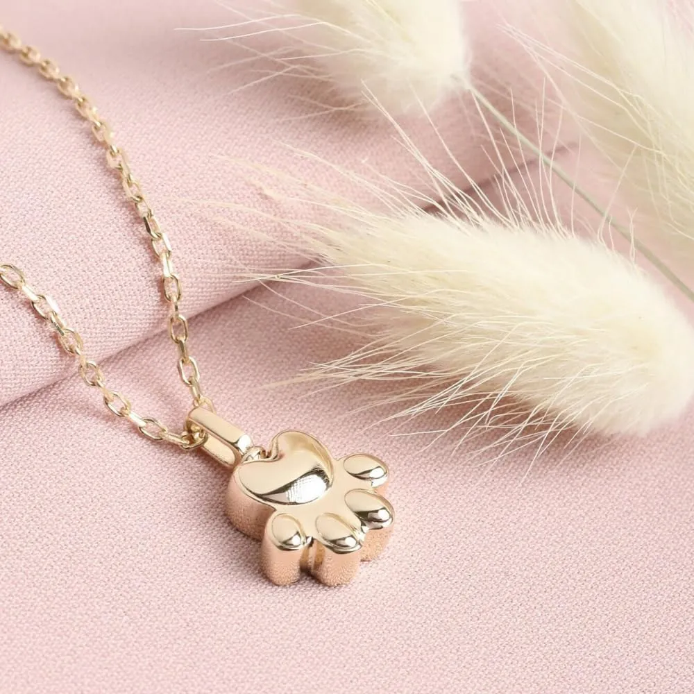 Solid Yellow Gold 18K 14K - Cremation Paw Necklace Pet Memorial Jewelry Paw Shape Urn Necklace, Keepsake Jewelry - Pet Ashe of Your Loved One Cremation Pendant (18K-Yellow Gold, Just Pendant)