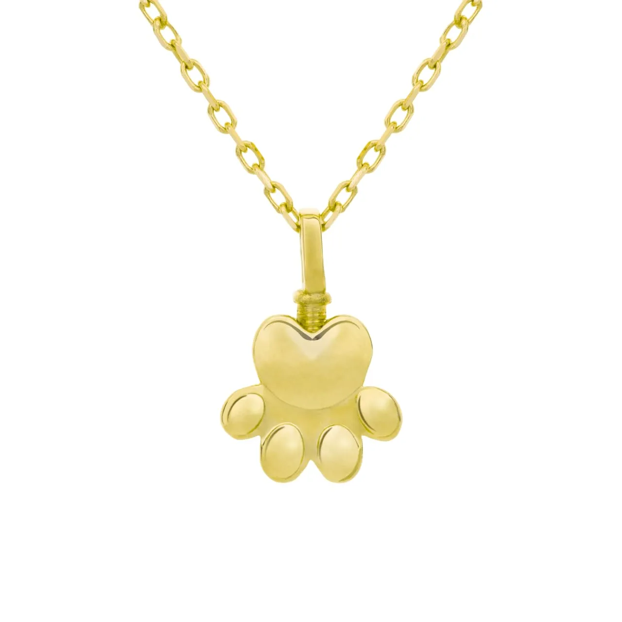 Solid Yellow Gold 18K 14K - Cremation Paw Necklace Pet Memorial Jewelry Paw Shape Urn Necklace, Keepsake Jewelry - Pet Ashe of Your Loved One Cremation Pendant (18K-Yellow Gold, Just Pendant)