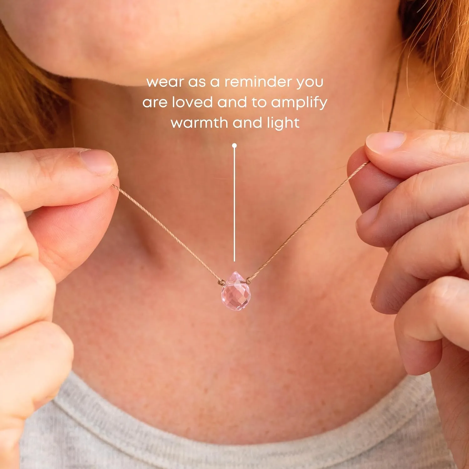 SoulKu Ballet Pink Mystic Necklace for Feel The Love - Handmade Necklace Women & Teen Girls Inspirational Gift for Her, Nylon Cord, 18K Gold Plated Clasp