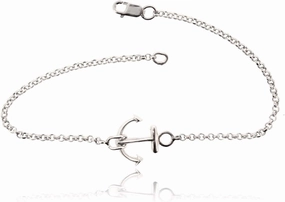SOVATS Anchor Chain Bracelet for Women 925 Sterling Silver Rhodium Plated - Nautical Jewelry for Him and Her