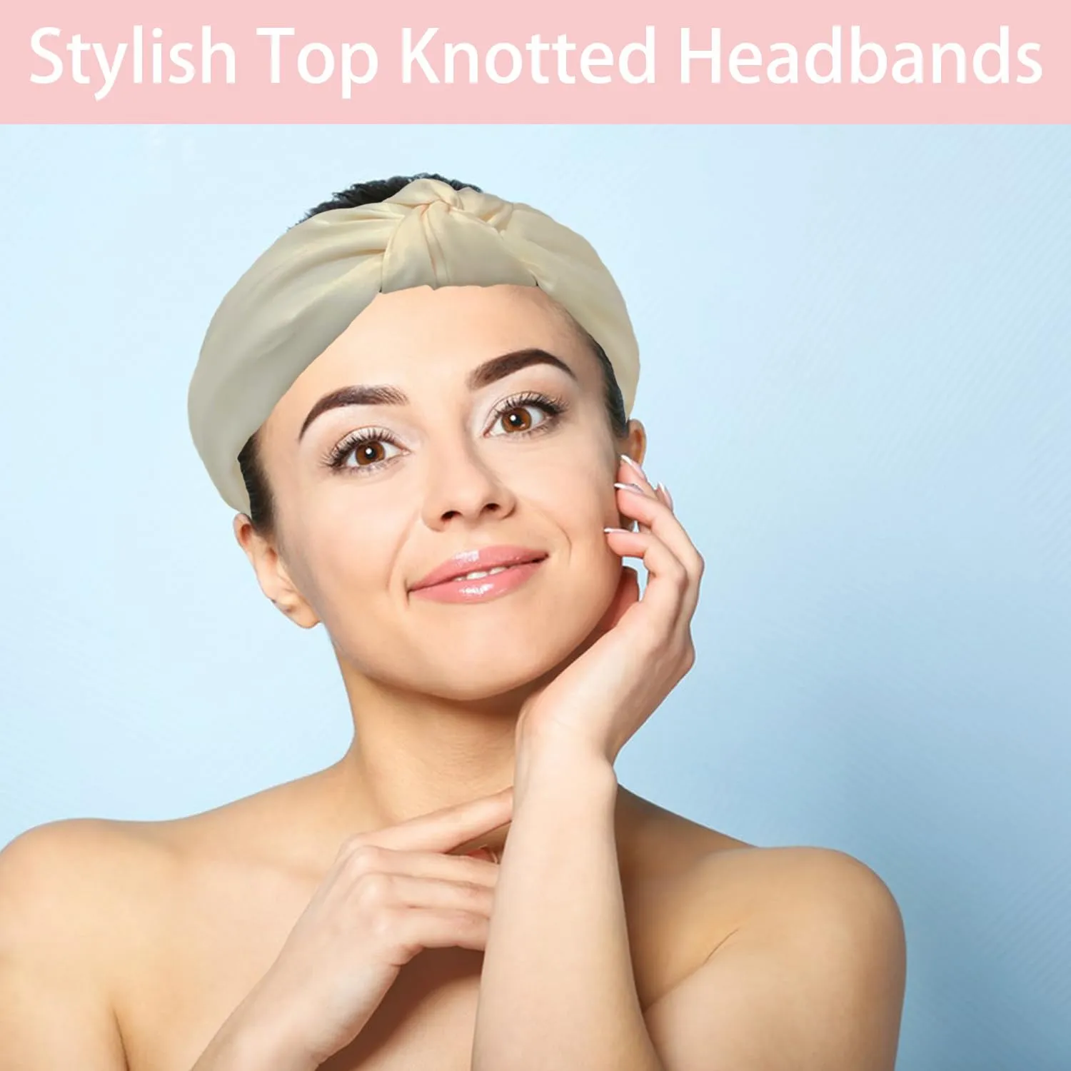 Spa Headband and Wristband Set Top Knotted Headbands Silky Satin Hair Bows Bows Hair Clip Big Hair Claw Clips Butterfly Hair Accessories Satin Silk Scrunchies Quilted Makeup Bag Blank Cards Gift Box