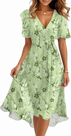Spring Summer Chiffon Midi Dresses for Women 2025 Elegant Classy Wedding Guest Floral Formal Cocktail Prom Dress