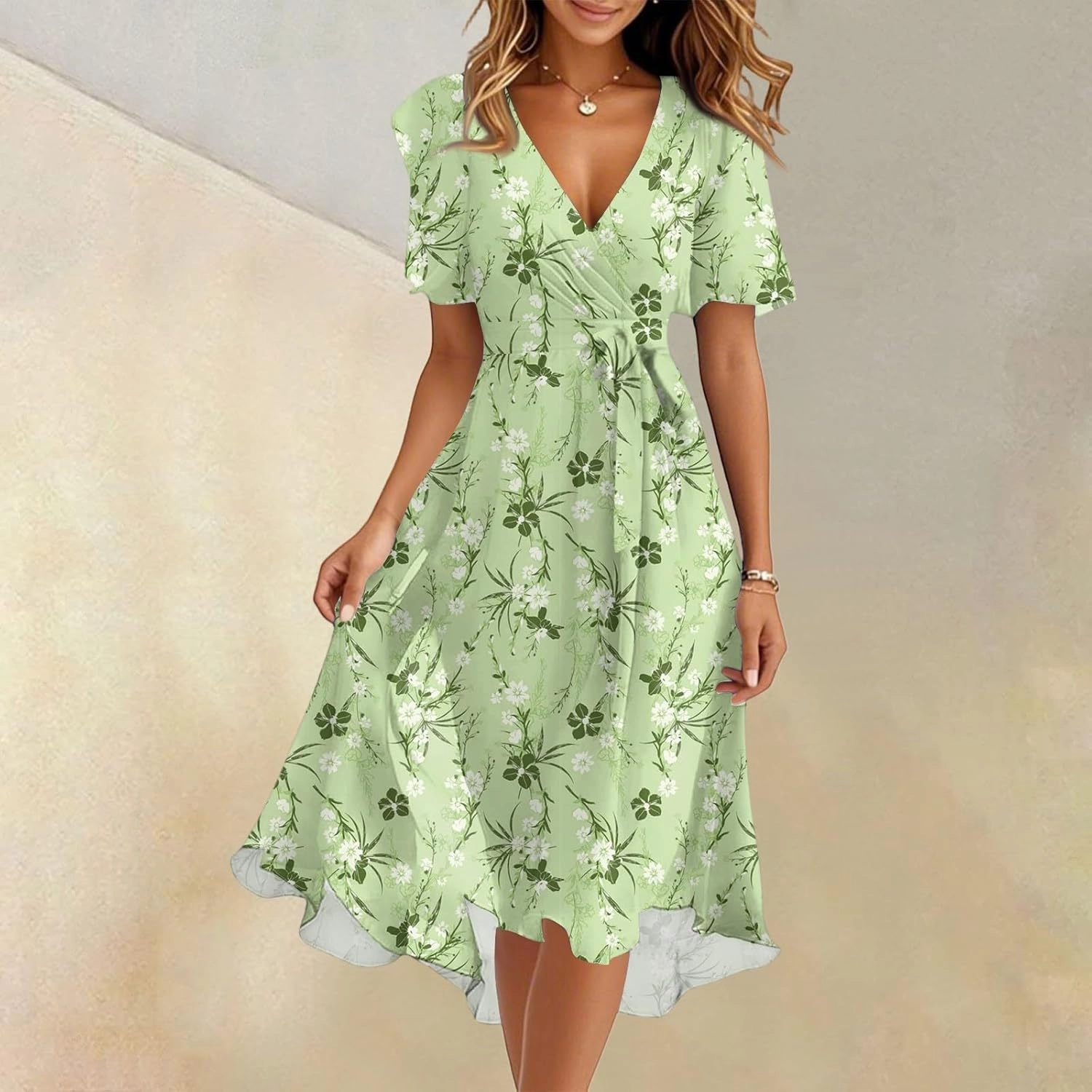 Spring Summer Chiffon Midi Dresses for Women 2025 Elegant Classy Wedding Guest Floral Formal Cocktail Prom Dress