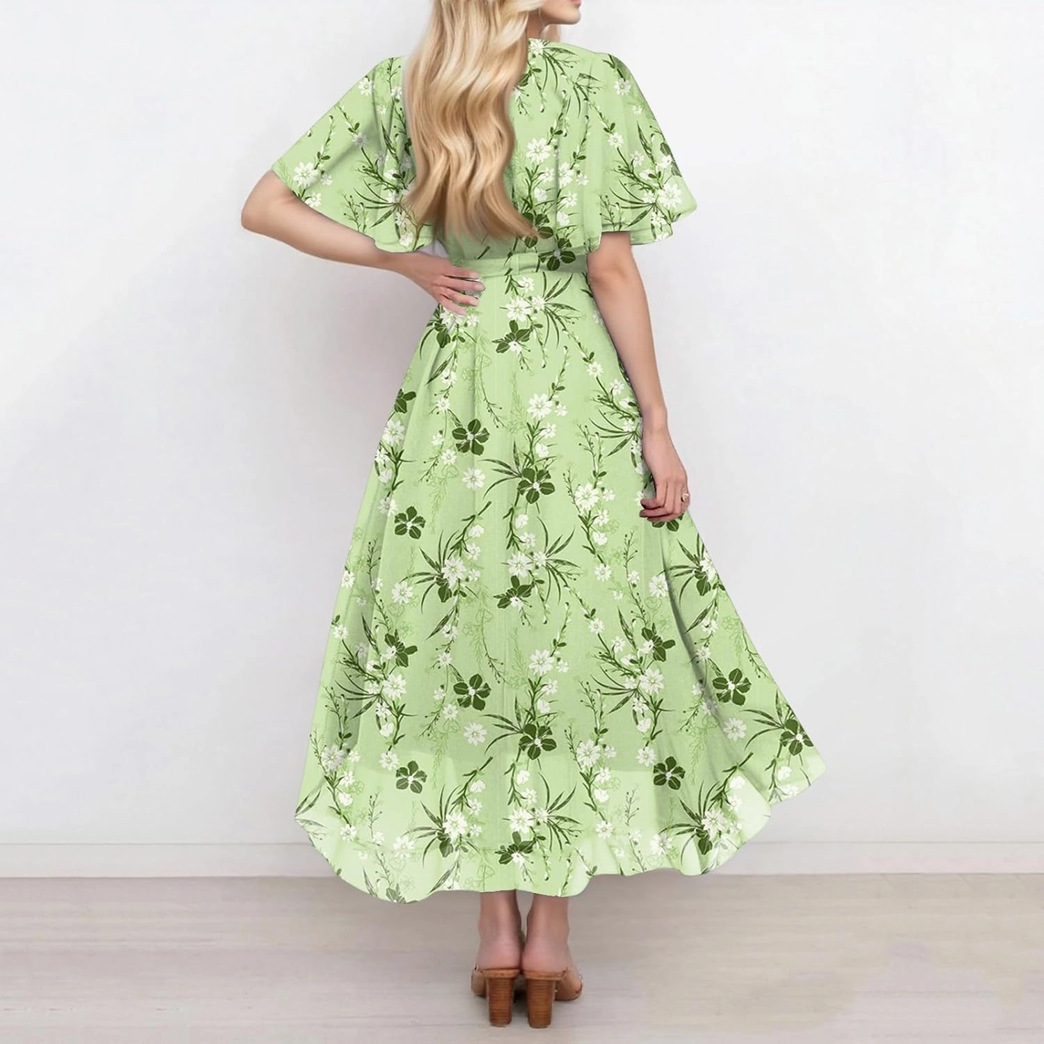 Spring Summer Chiffon Midi Dresses for Women 2025 Elegant Classy Wedding Guest Floral Formal Cocktail Prom Dress