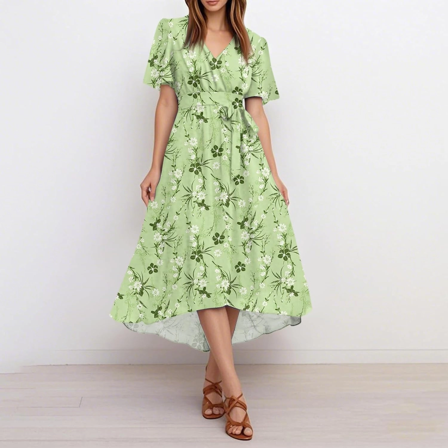 Spring Summer Chiffon Midi Dresses for Women 2025 Elegant Classy Wedding Guest Floral Formal Cocktail Prom Dress