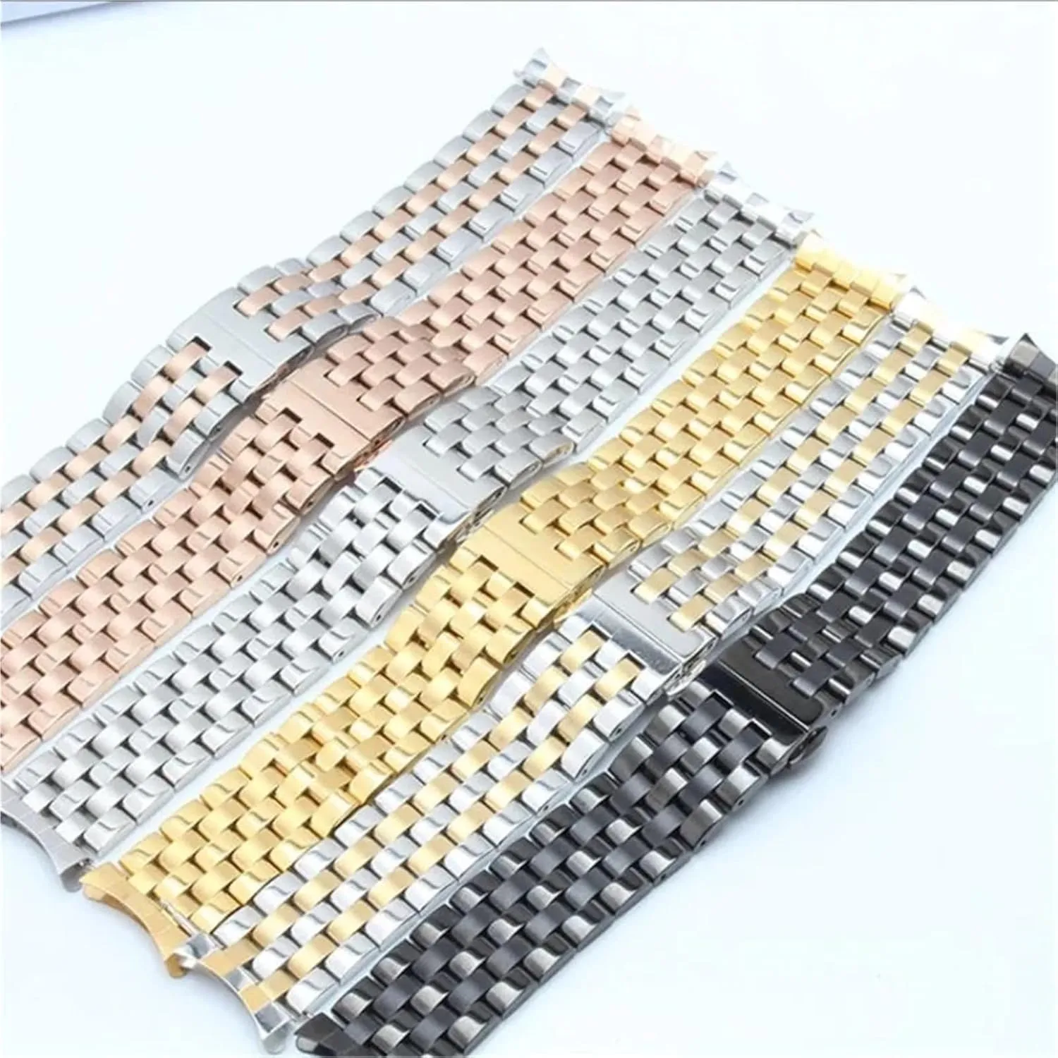 Stainless Steel Metal Watch Band 18-26mm Unisex With Curved Interface Suitable For Smart Watch Quartz Watch
