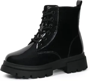 starmerx Girls Ankle Boots Lace Up Combat Boot Side Zipper Comfortable Boys Boots