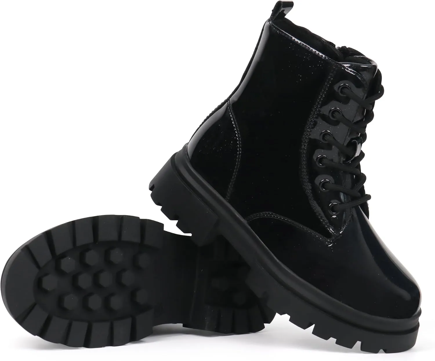 starmerx Girls Ankle Boots Lace Up Combat Boot Side Zipper Comfortable Boys Boots