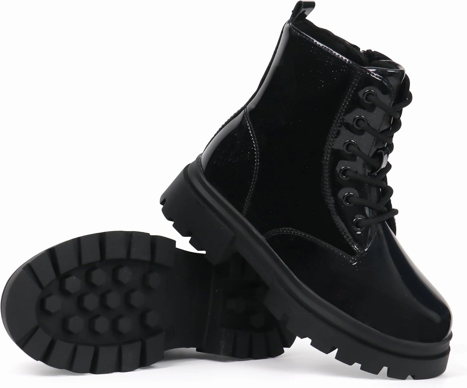 starmerx Girls Ankle Boots Lace Up Combat Boot Side Zipper Comfortable Boys Boots