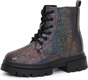 starmerx Girls Ankle Boots Lace Up Combat Boot Side Zipper Comfortable Boys Boots