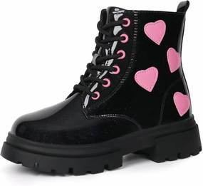 starmerx Girls Ankle Boots Lace Up Combat Boot Side Zipper Comfortable Boys Boots