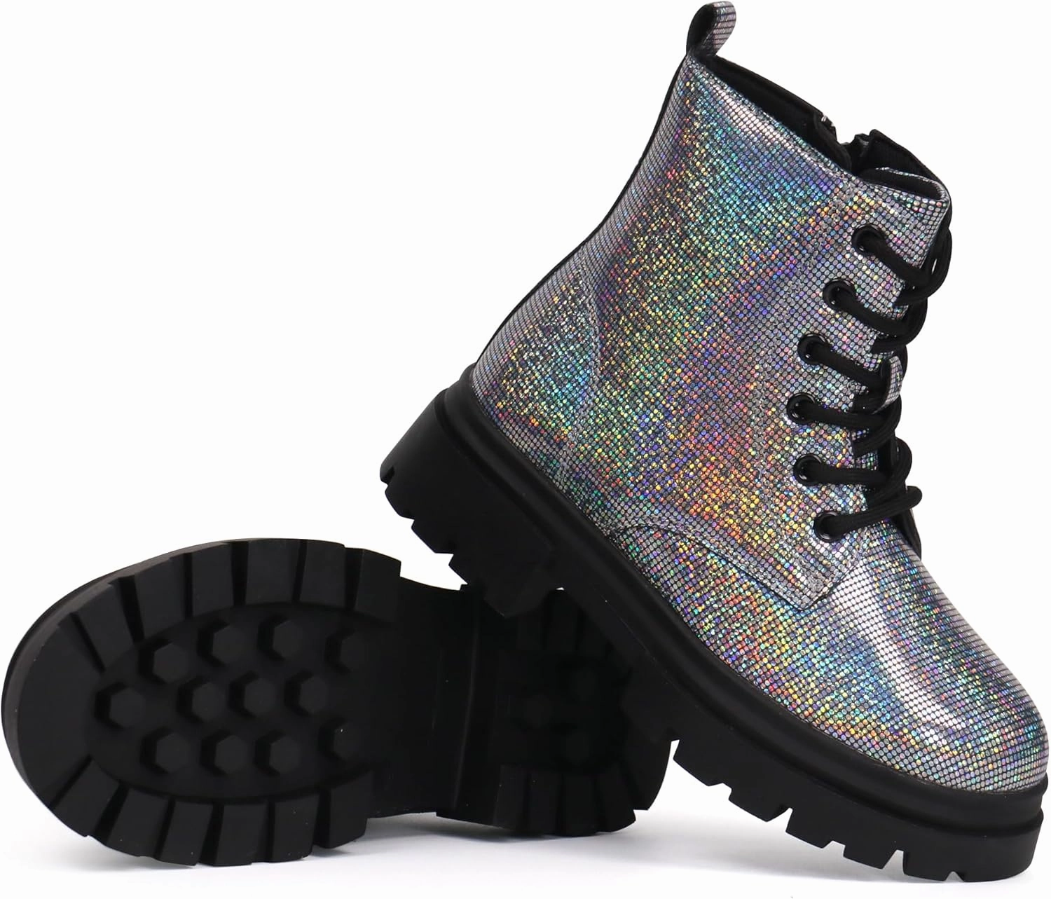starmerx Girls Ankle Boots Lace Up Combat Boot Side Zipper Comfortable Boys Boots