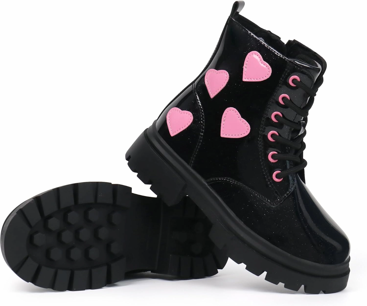 starmerx Girls Ankle Boots Lace Up Combat Boot Side Zipper Comfortable Boys Boots