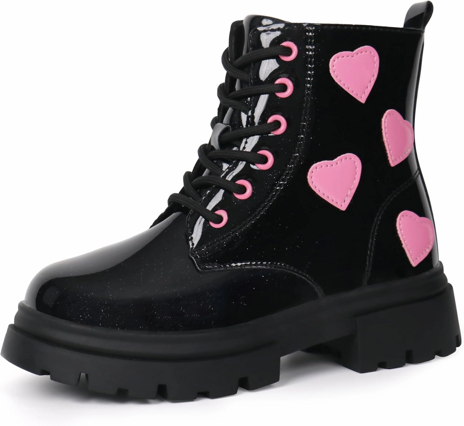 starmerx Girls Ankle Boots Lace Up Combat Boot Side Zipper Comfortable Boys Boots