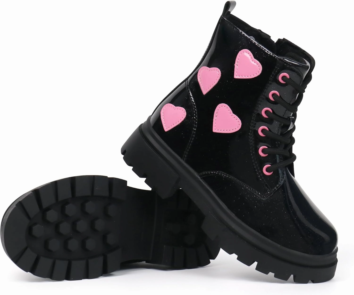 starmerx Girls Ankle Boots Lace Up Combat Boot Side Zipper Comfortable Boys Boots