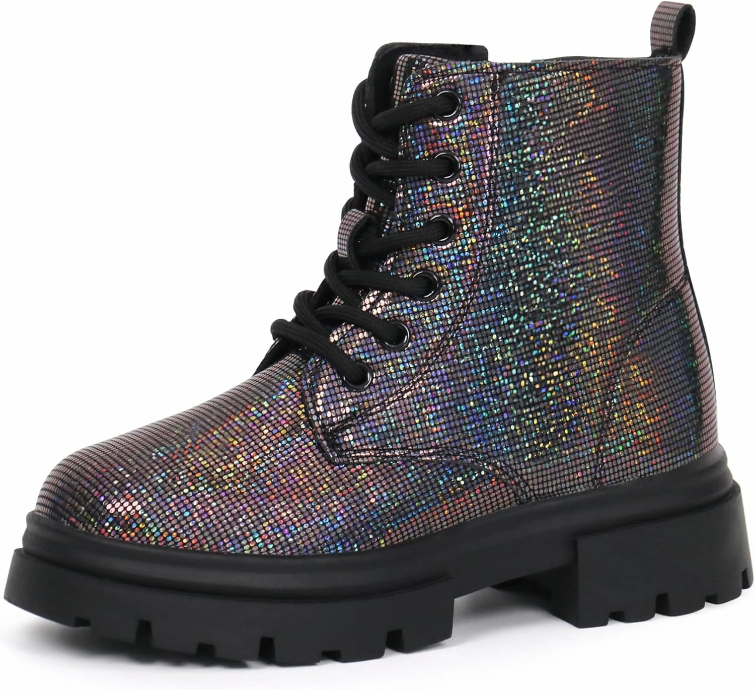 starmerx Girls Ankle Boots Lace Up Combat Boot Side Zipper Comfortable Boys Boots
