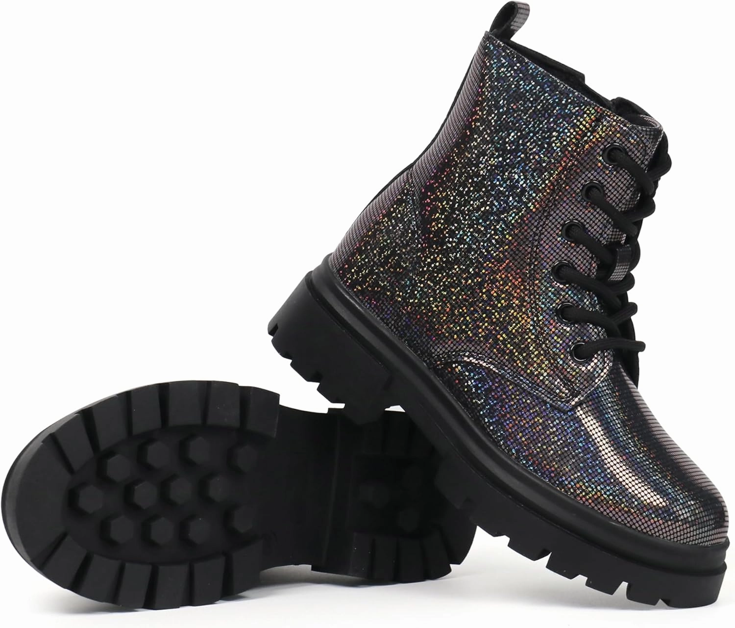 starmerx Girls Ankle Boots Lace Up Combat Boot Side Zipper Comfortable Boys Boots