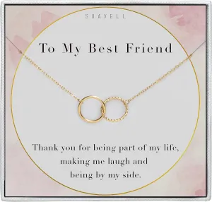 Suavell Best Friend Necklaces: Interlocking Circle Open Circle Ster Sterling Silver Chain Necklaces | Friendship Gifts, Birthday Gift Ideas