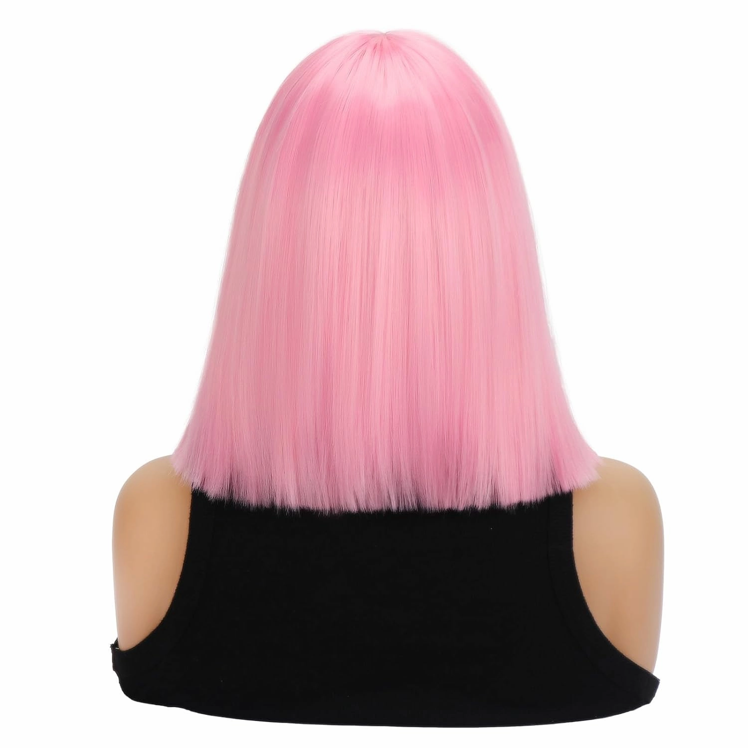 SUKRI Short Pink Bob Wig Straight Bob Pink Wigs for Women Middle Part Shoulder Length Bob Wigs 12 Inch Heat Resistant Synthetic Wig For Costume Cosplay Halloween Party Use