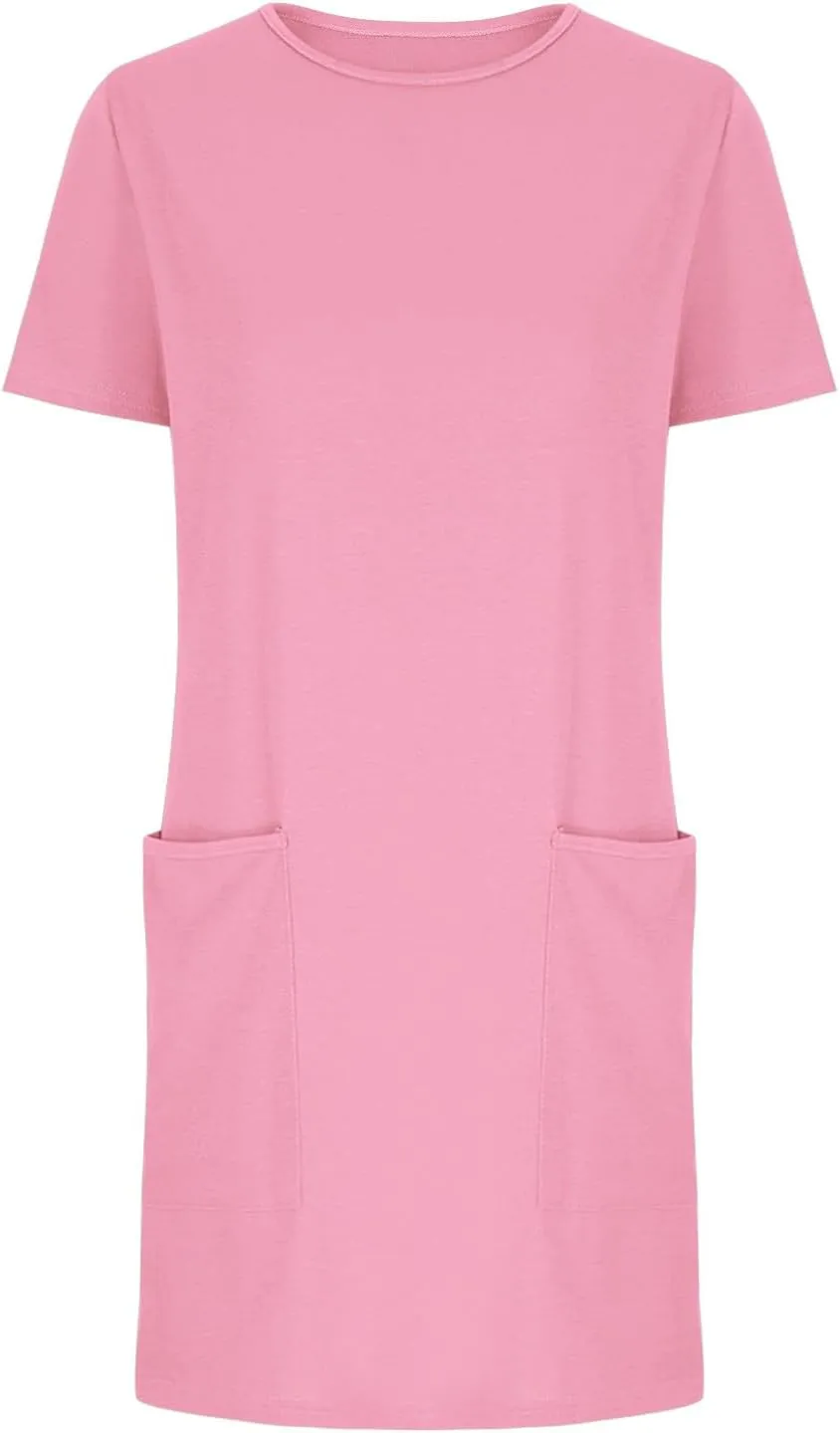 Summer Dresses for Women 2025 Classiac Fit Short Sleeve Midi Dress with Pockets Casual Loose Summer Beach Dresses