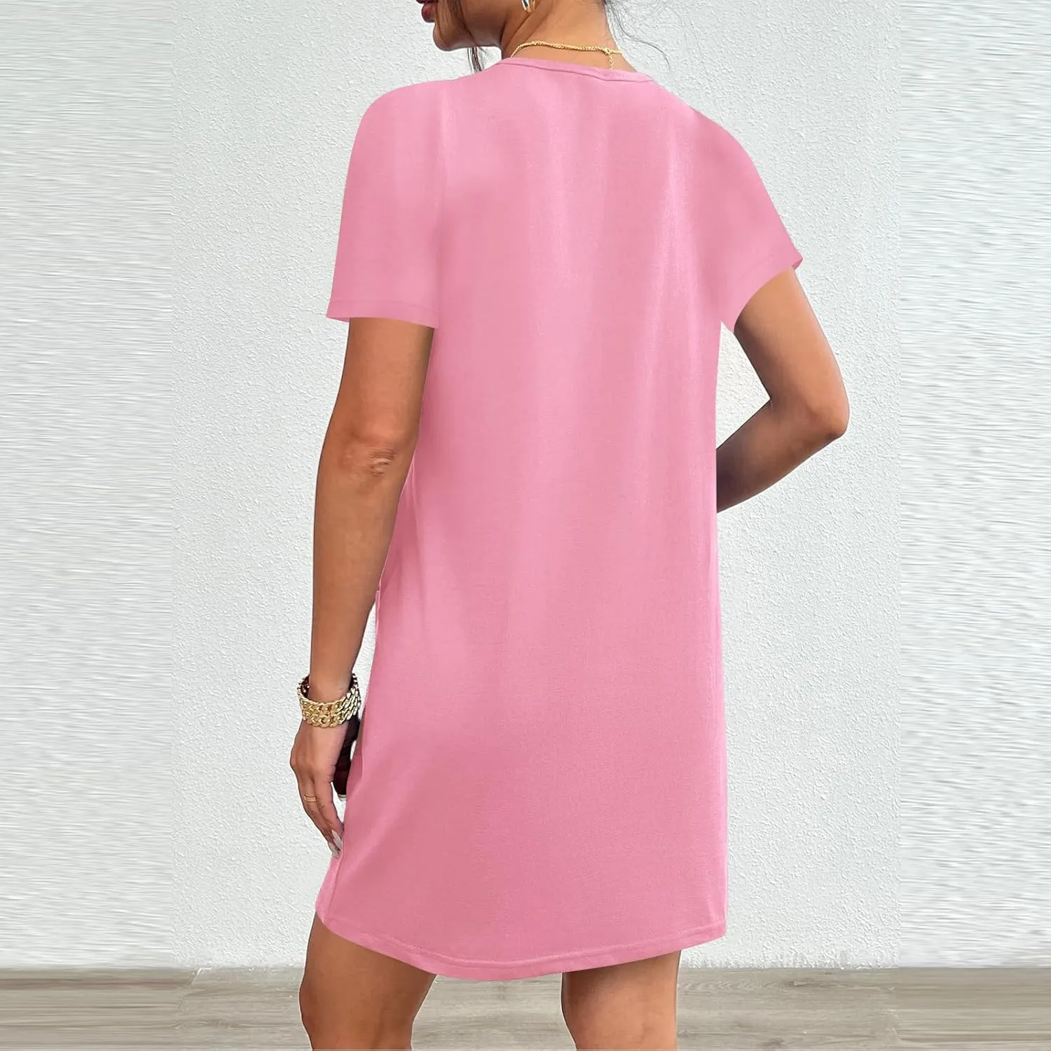 Summer Dresses for Women 2025 Classiac Fit Short Sleeve Midi Dress with Pockets Casual Loose Summer Beach Dresses