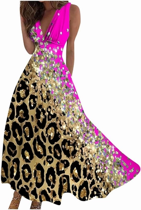 Summer Dresses for Women 2024 Sleeveless Maxi Dress Summer Beach Outfits for Women Floral Print Dress Swing Dress