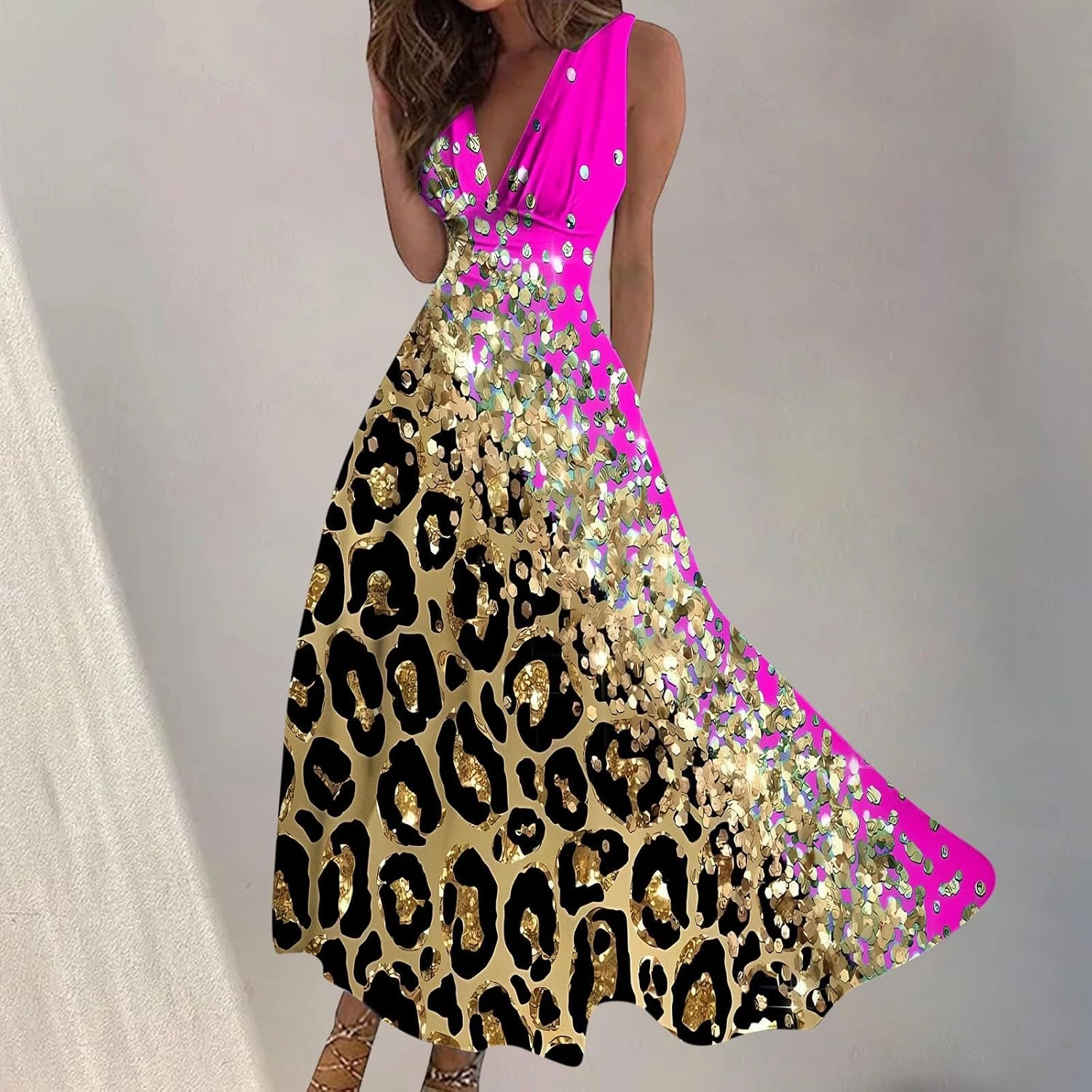 Summer Dresses for Women 2024 Sleeveless Maxi Dress Summer Beach Outfits for Women Floral Print Dress Swing Dress