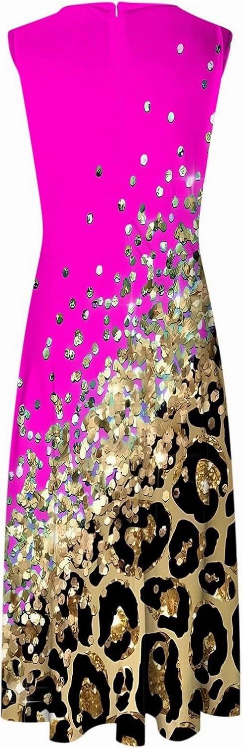 Summer Dresses for Women 2024 Sleeveless Maxi Dress Summer Beach Outfits for Women Floral Print Dress Swing Dress