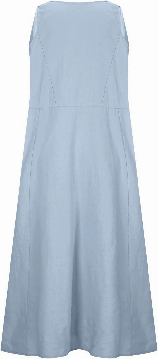 Summer Maxi Dresses for Women 2025 Fashion Print Sleeveless Sun Dress Casual Crewneck Relaxed Fittes Boho Clothes