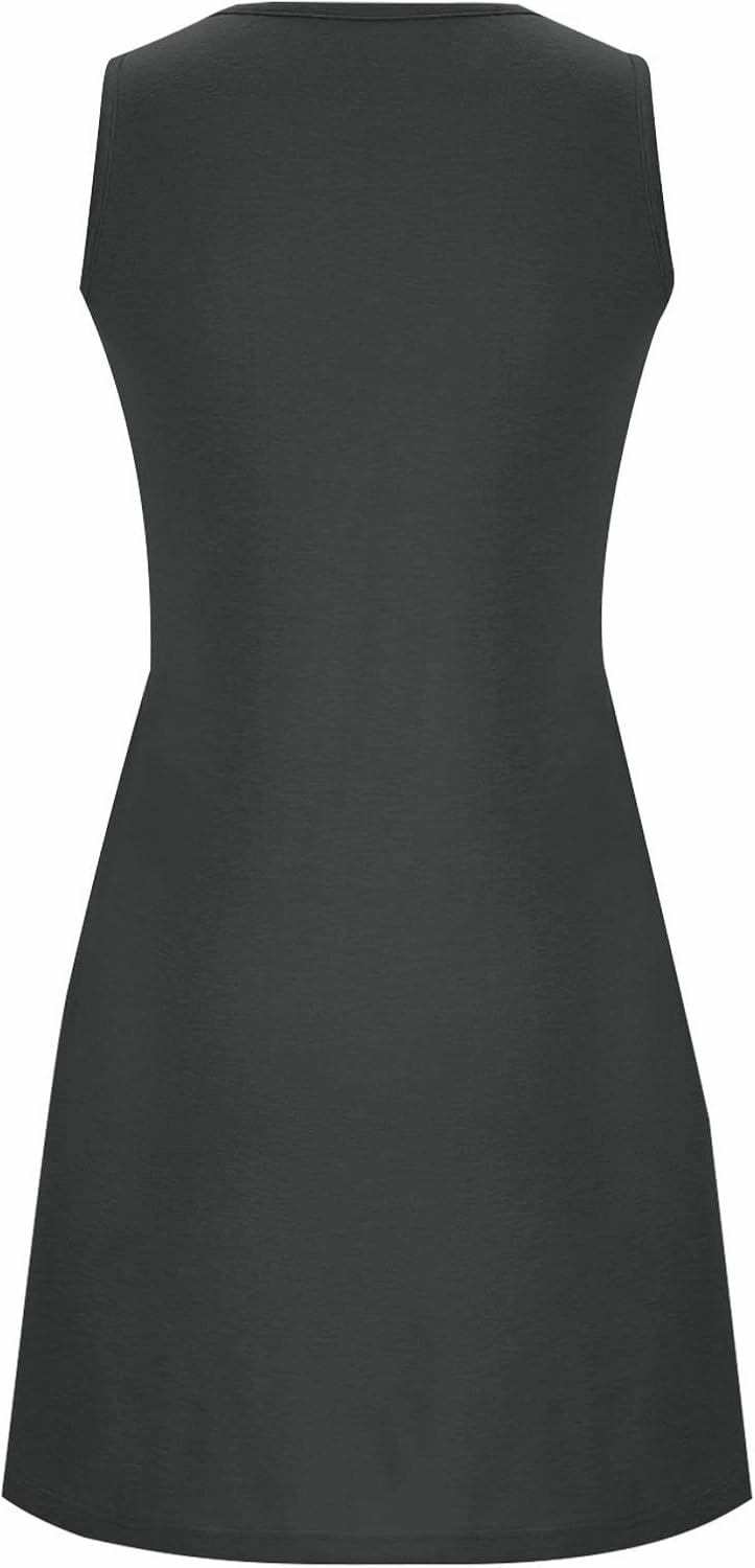 Sun Dresses for Women 2025 Summer Vacation Ruched Tank Dresses Casual Sleeveless Pleated Mini Dress with Pockets